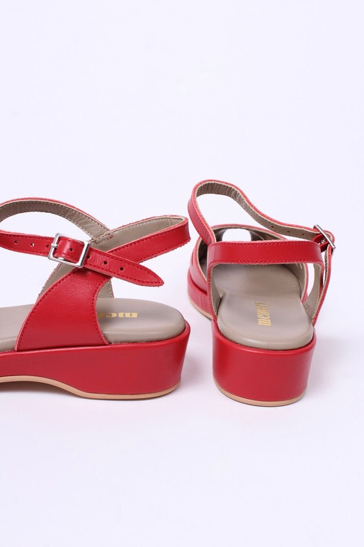 1940s / 50s summer wedge sandals - Red - Sidse