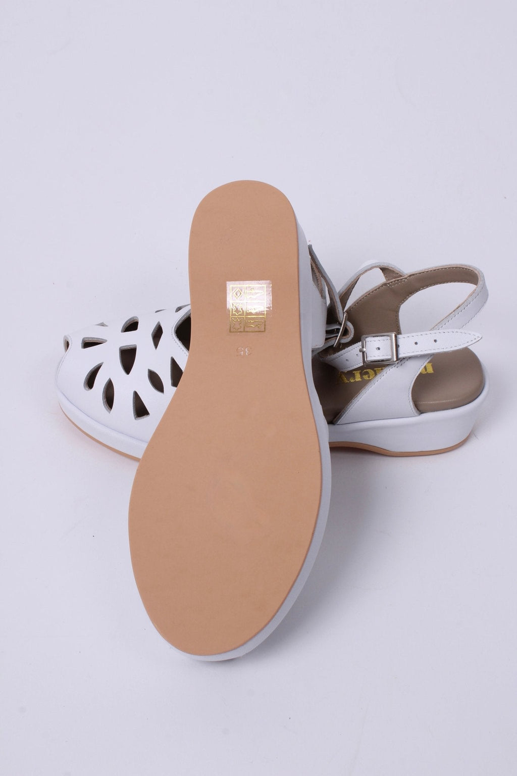 1940s / 50s summer wedge sandals - White- Sidse