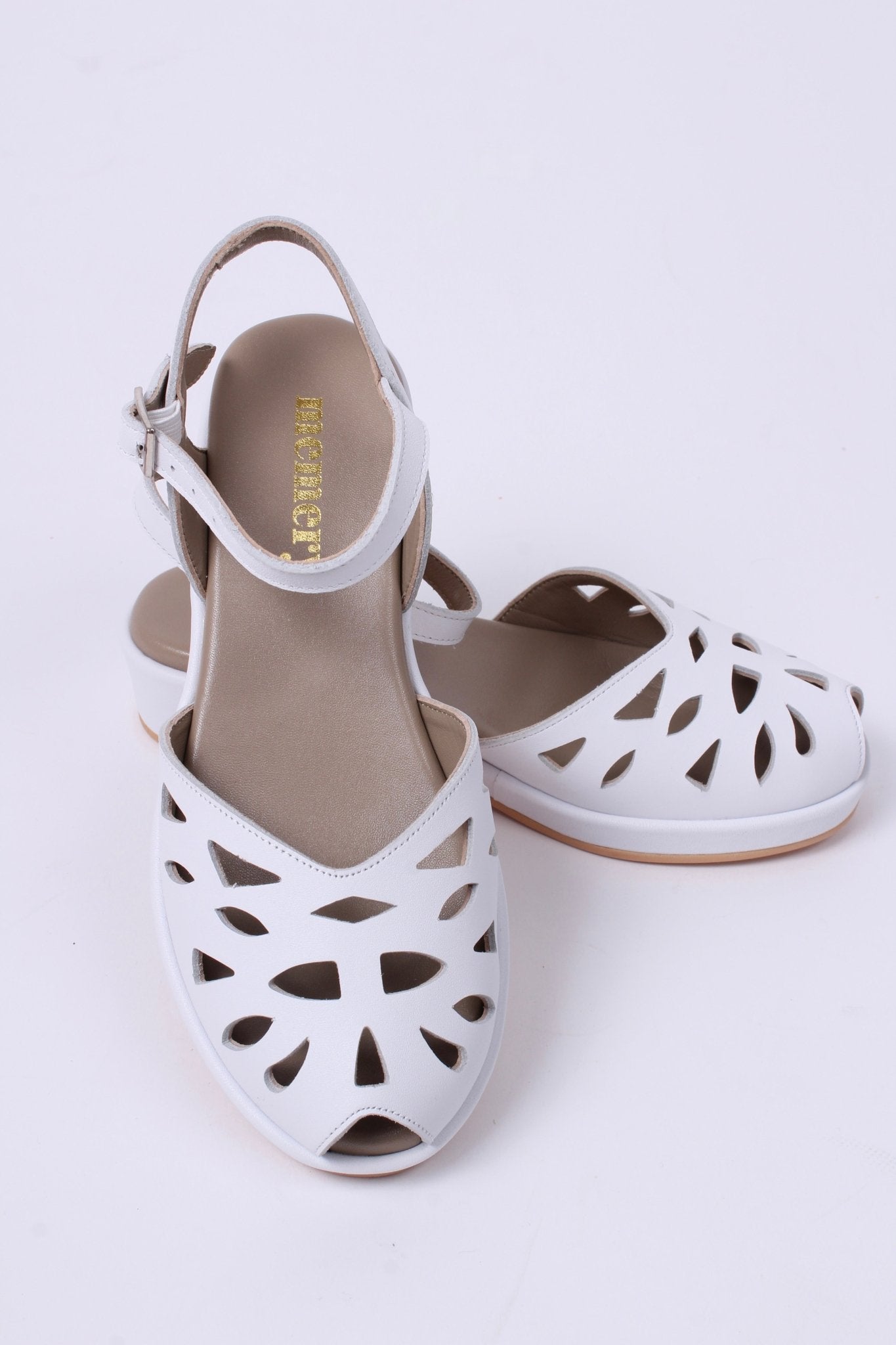 1940s / 50s summer wedge sandals - White- Sidse