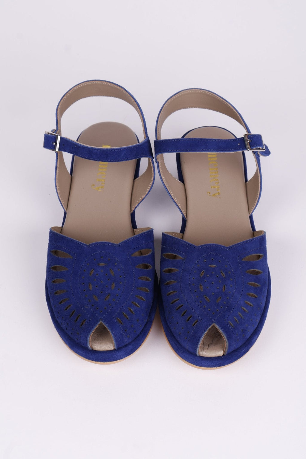 1940s / 50s suede wedge sandals - Blue - Ella