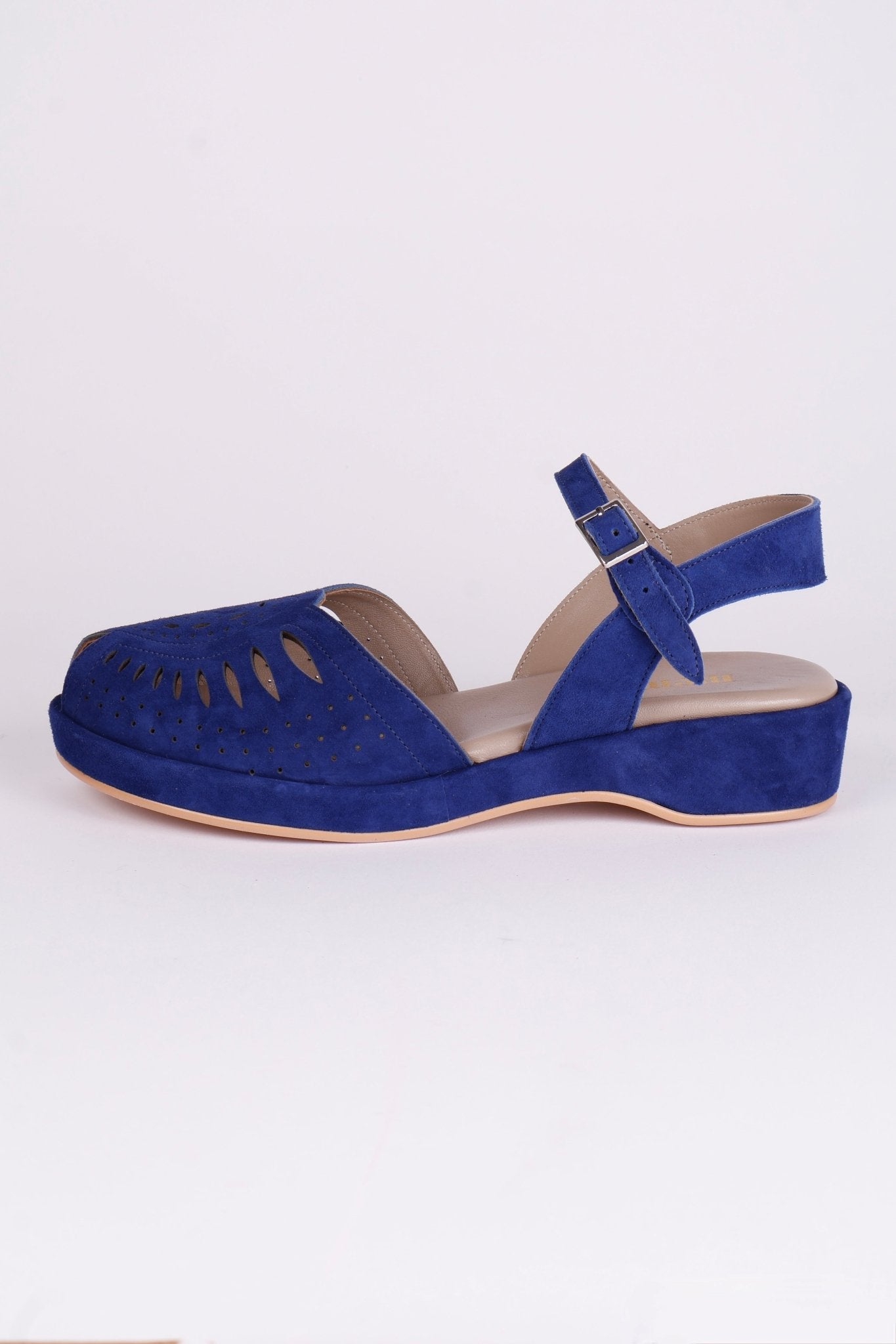 1940s / 50s suede wedge sandals - Blue - Ella