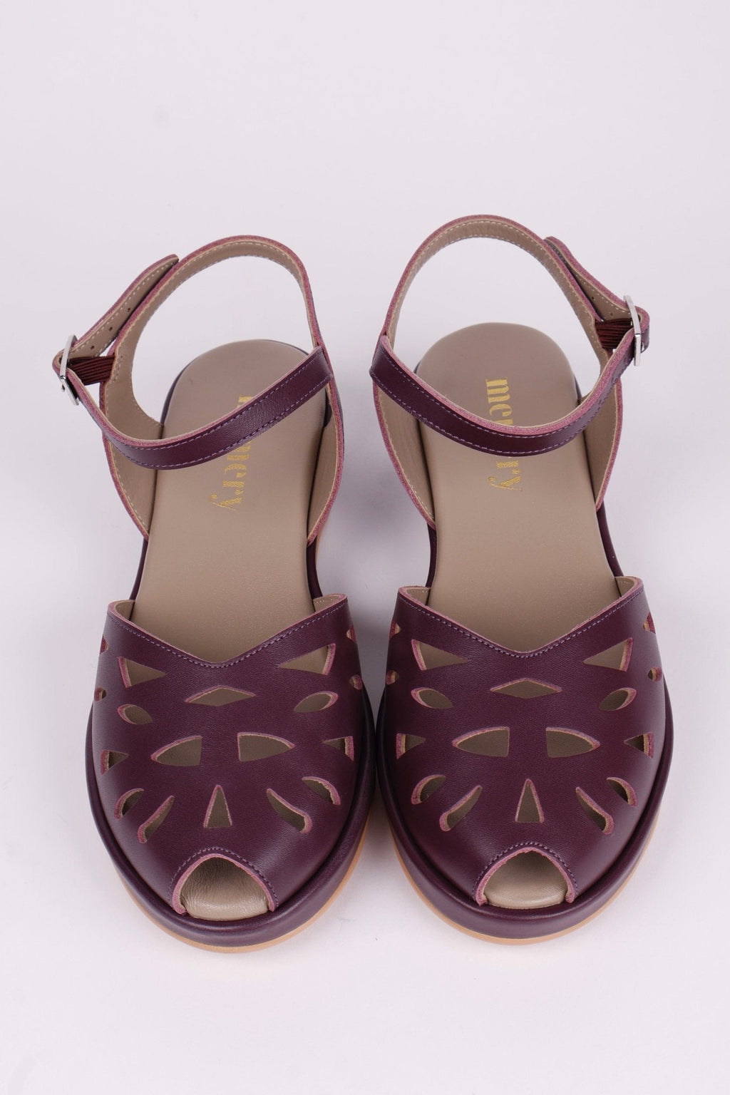 1940s / 50s summer wedge sandals - Plum - Sidse