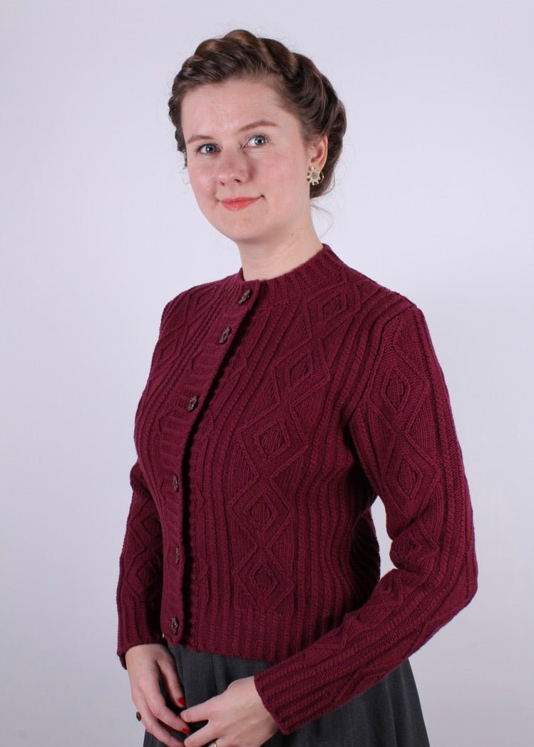 1940s vintage style cardigan - Burgundy red - Ingrid