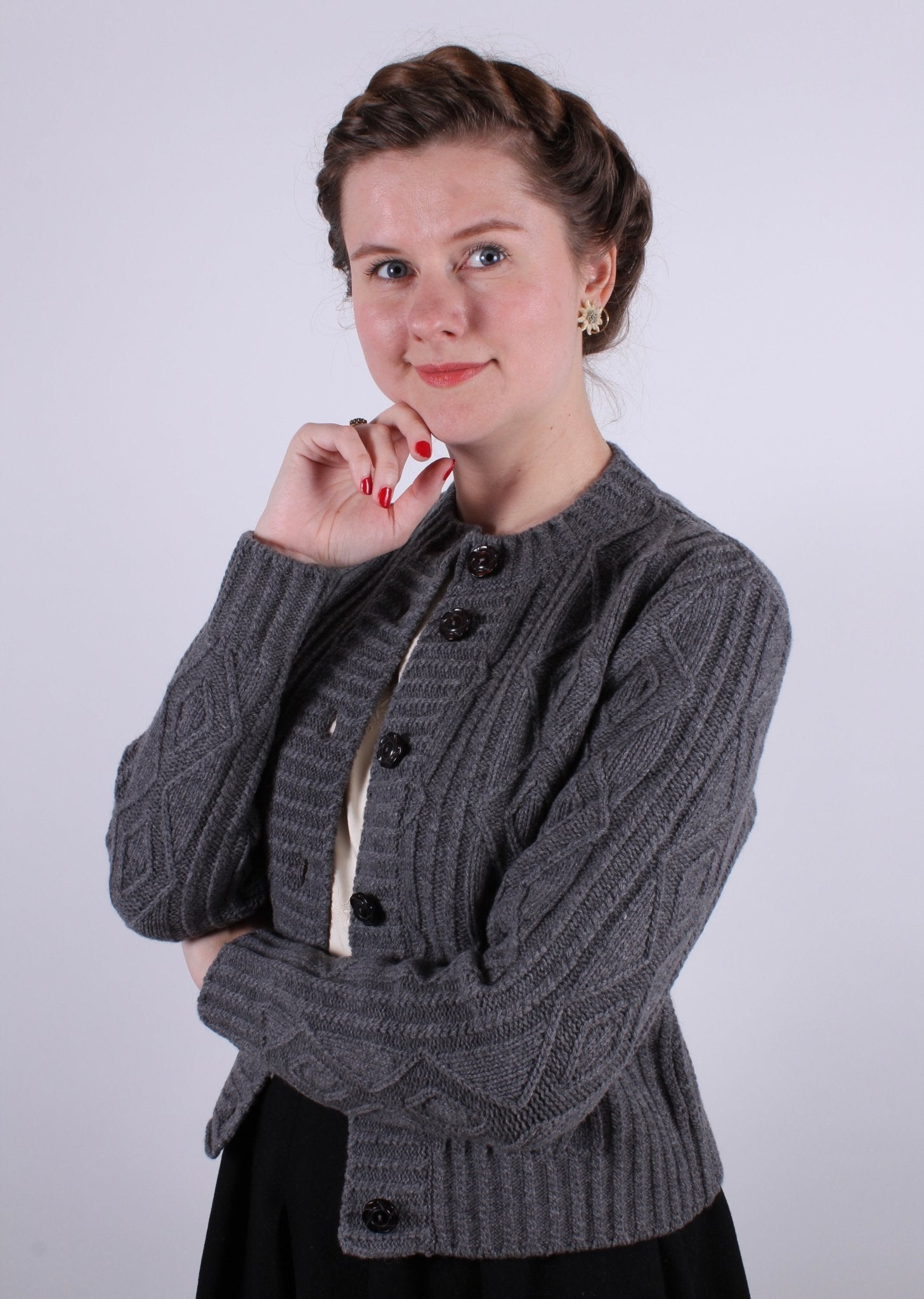 1940s vintage style cardigan - Dark gray  - Ingrid