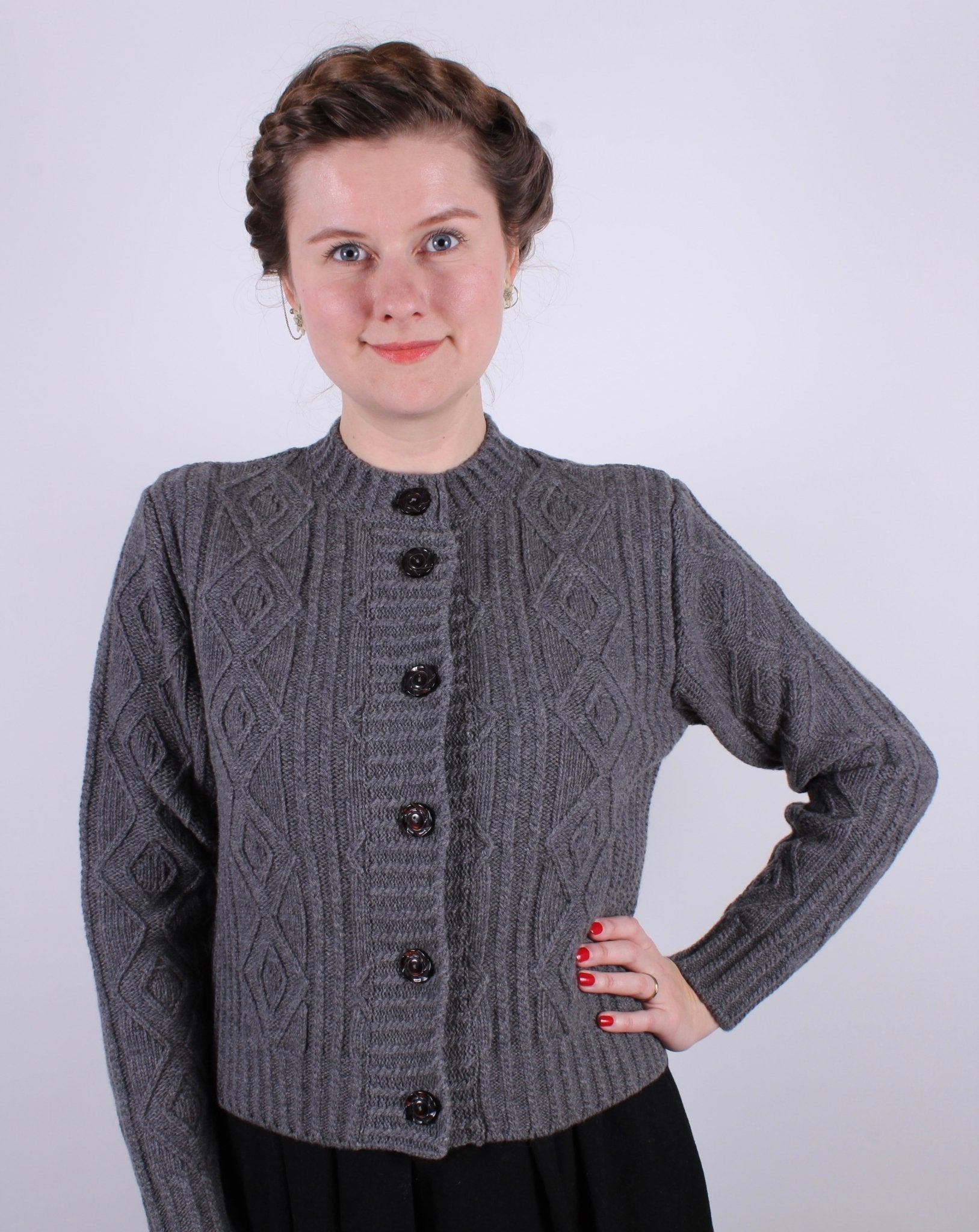 1940s vintage style cardigan - Dark gray  - Ingrid