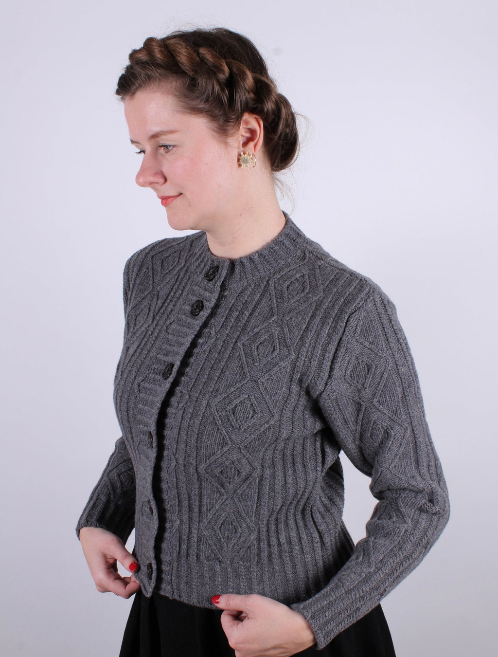1940s vintage style cardigan - Dark gray  - Ingrid