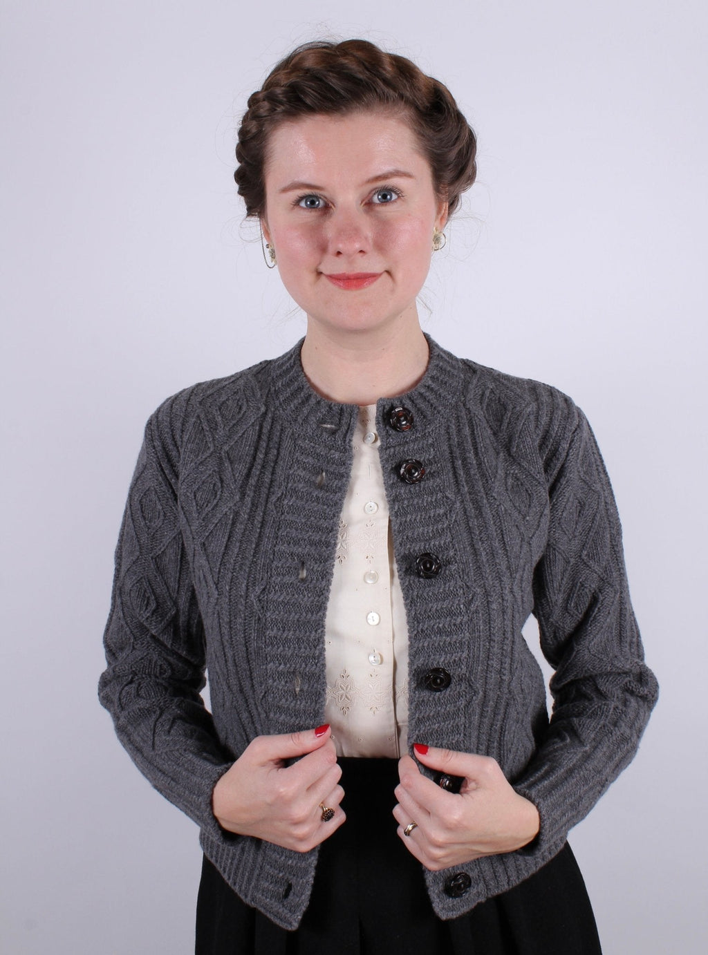 1940s vintage style cardigan - Dark gray  - Ingrid