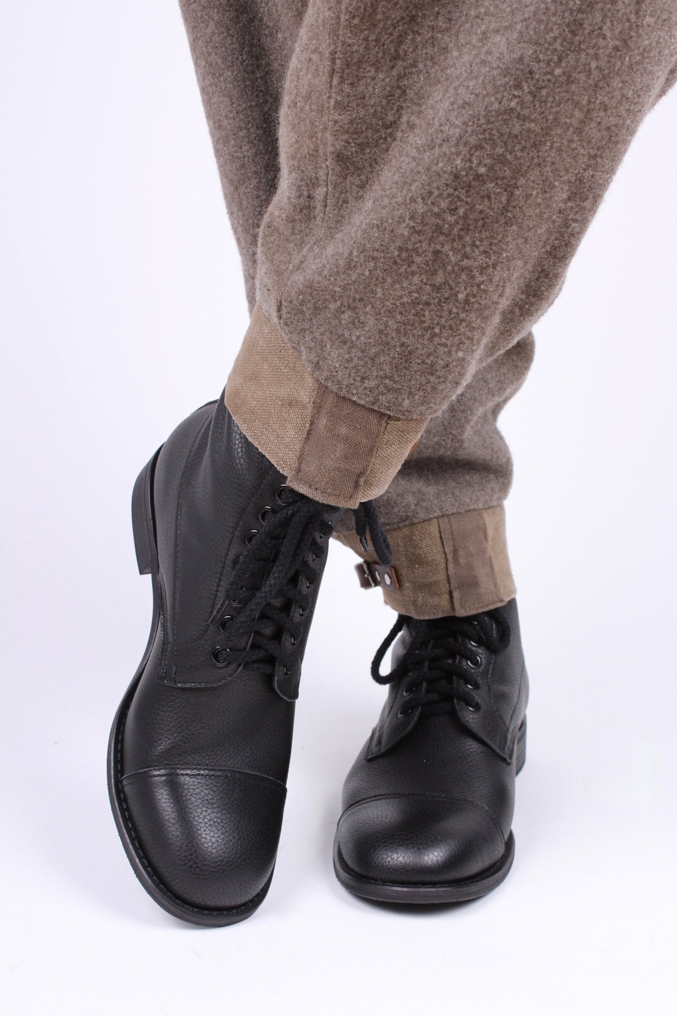 1940s Men's Military Boots - Black - Robbie