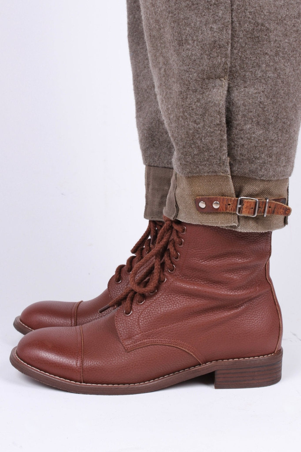 1940s Men's Military Boots - Brown - Robbie