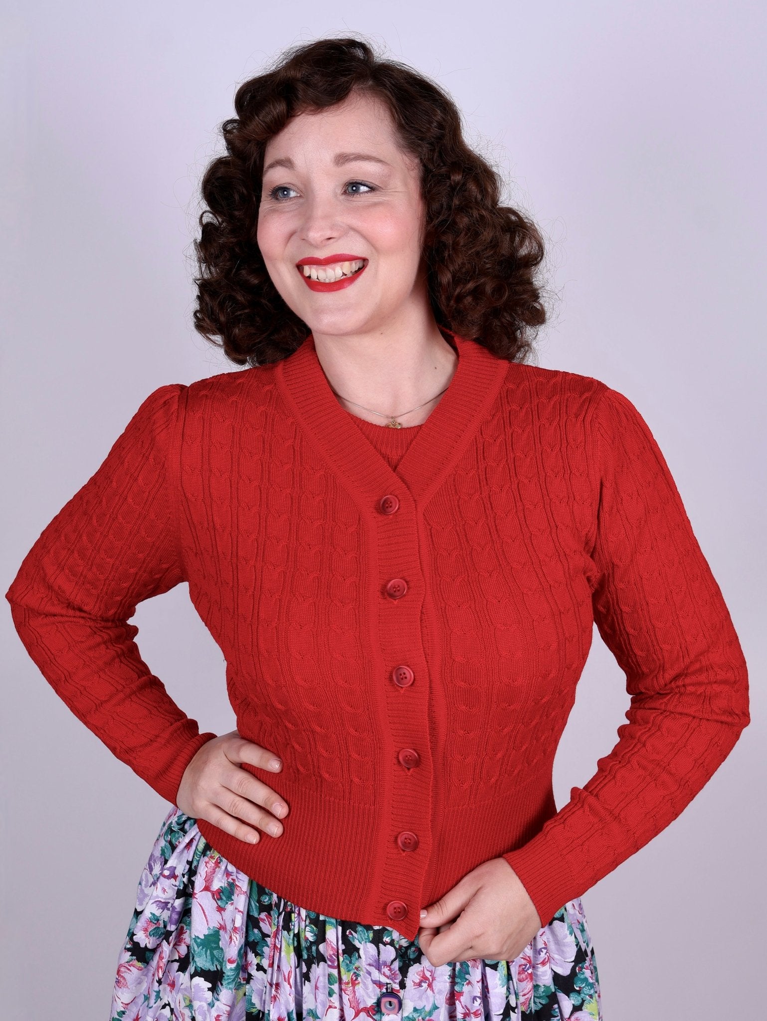 1940s style Cardigan - Red - Joanne