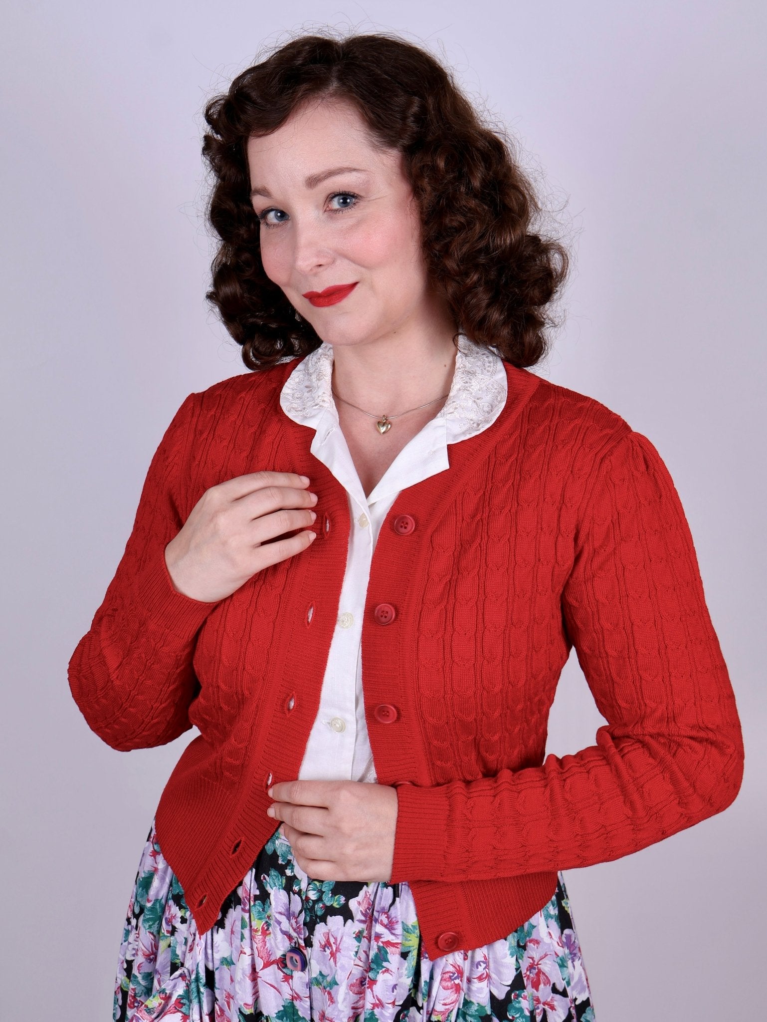 1940s style Cardigan - Red - Joanne