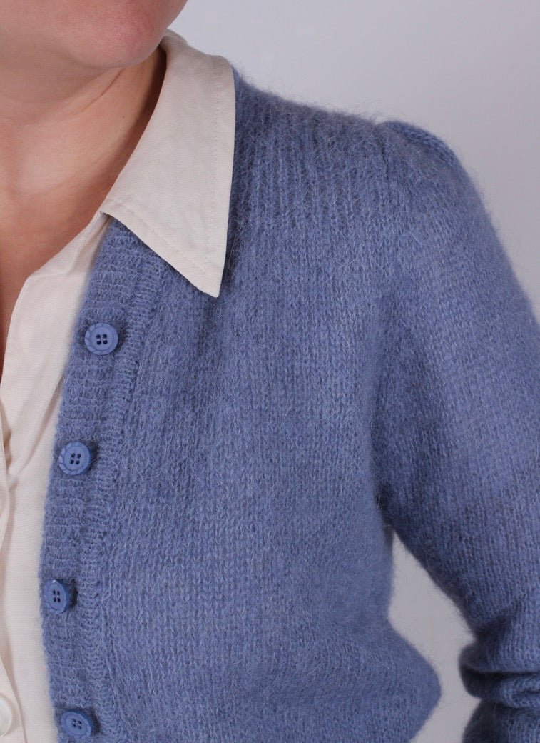 1940s style mohair cardigan - Dusty blue - Lisbeth