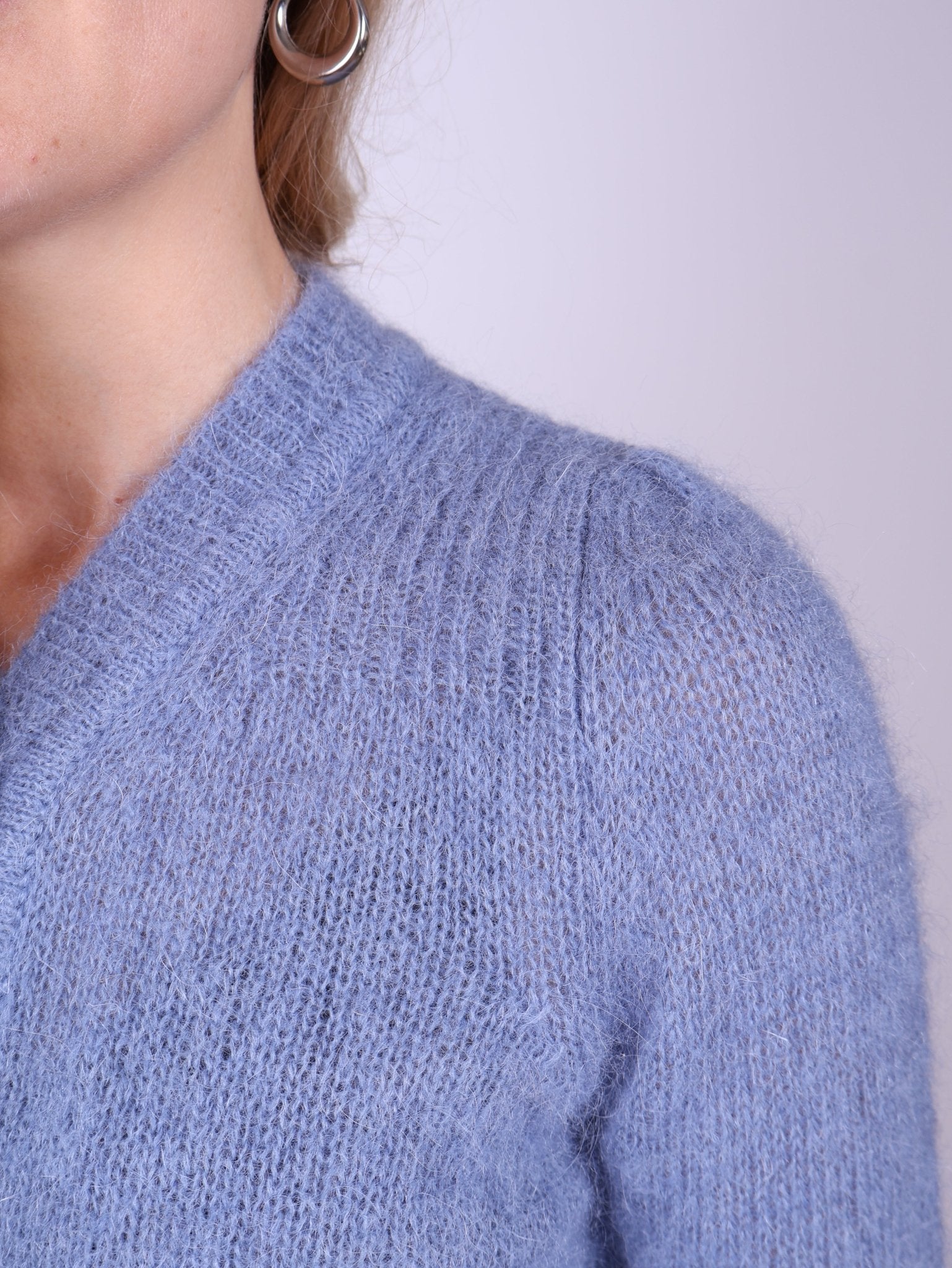 1940s style mohair cardigan - Dusty blue - Lisbeth