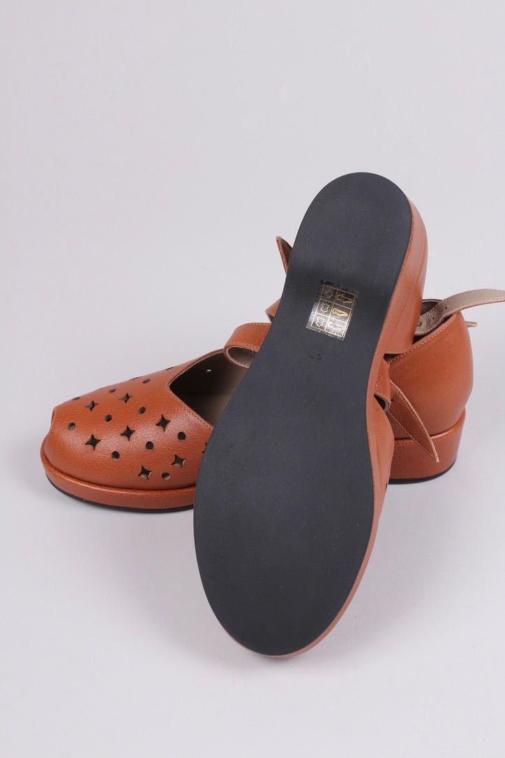 1940s style summer sandals /  wedges - Brown - Norma
