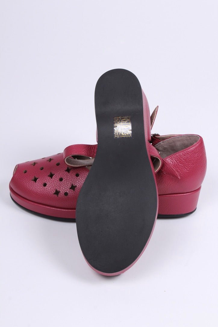 1940s style summer sandals /  wedges - Raspberry - Norma