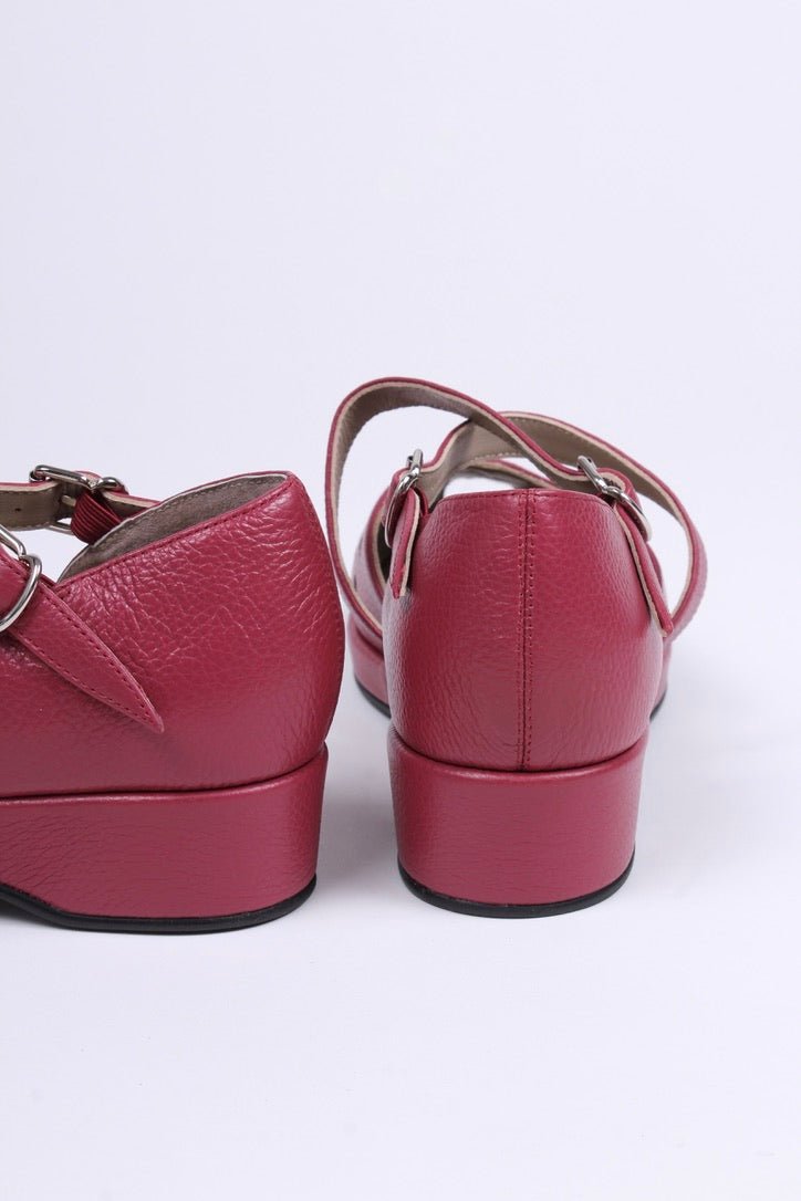 1940s style summer sandals /  wedges - Raspberry - Norma