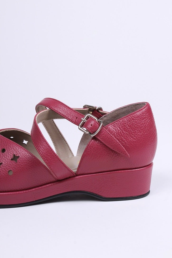 1940s style summer sandals /  wedges - Raspberry - Norma