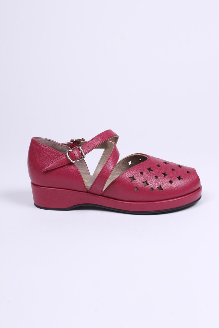 1940s style summer sandals /  wedges - Raspberry - Norma