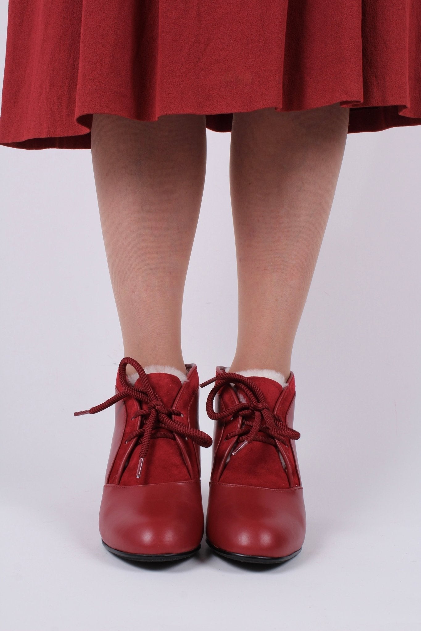1940s / early 1950s winter ankle boots - Red - Lillie