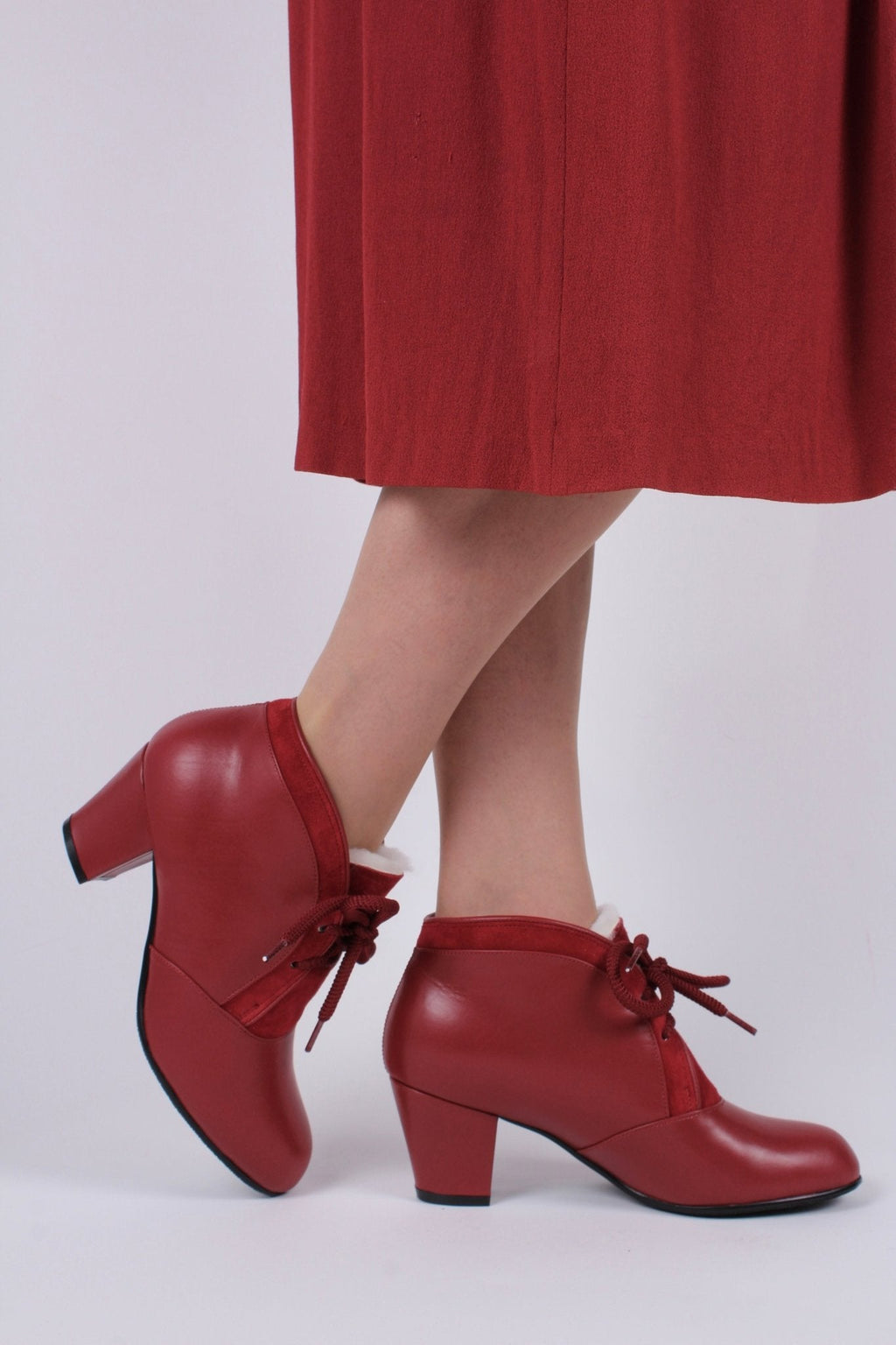 1940s / early 1950s winter ankle boots - Red - Lillie