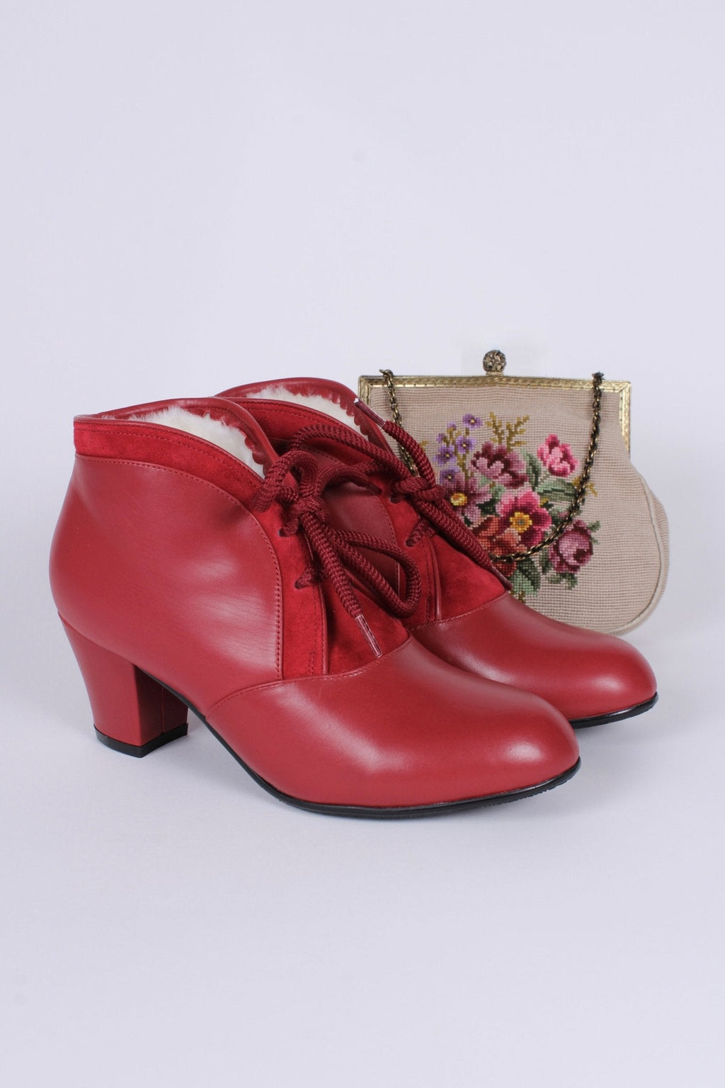 1940s / early 1950s winter ankle boots - Red - Lillie
