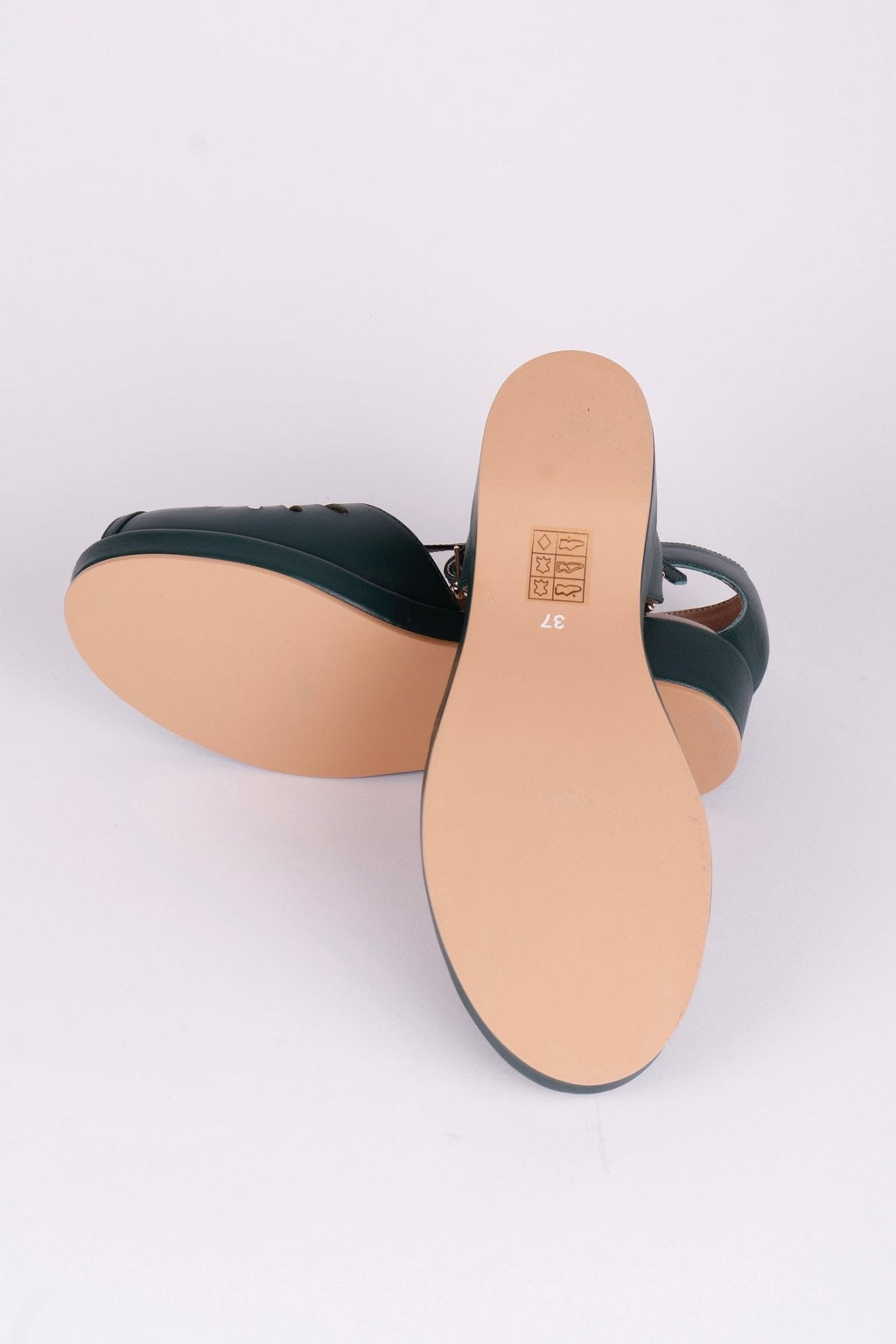 1940s summer sandals - Dark Green - Katharine