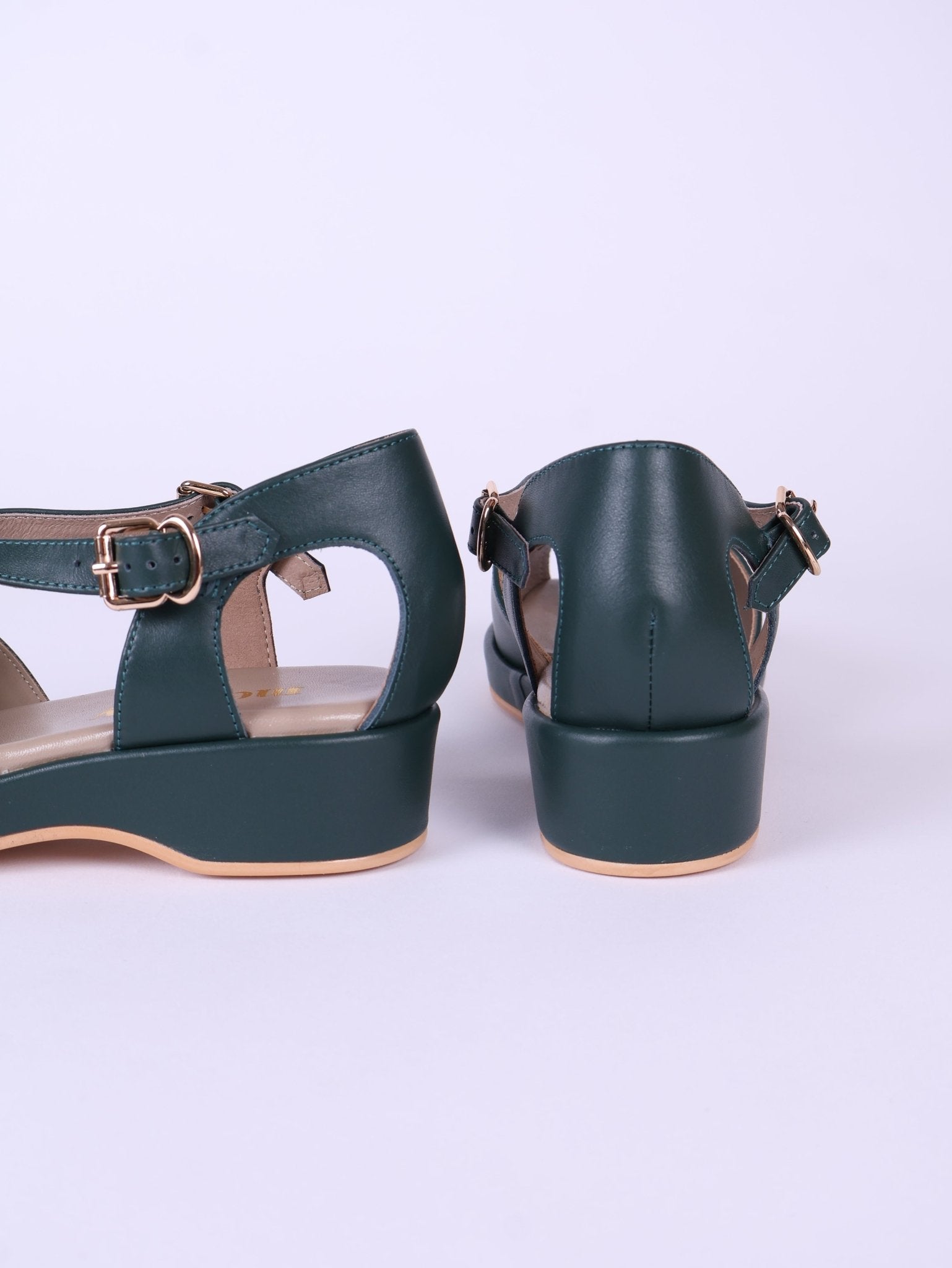 1940s summer sandals - Dark Green - Katharine