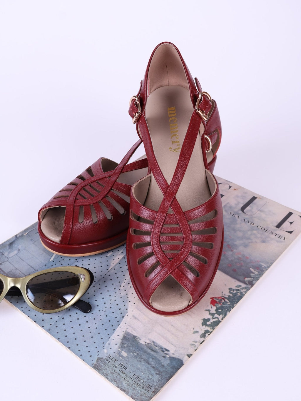 1940s summer sandals - Red - Katharine