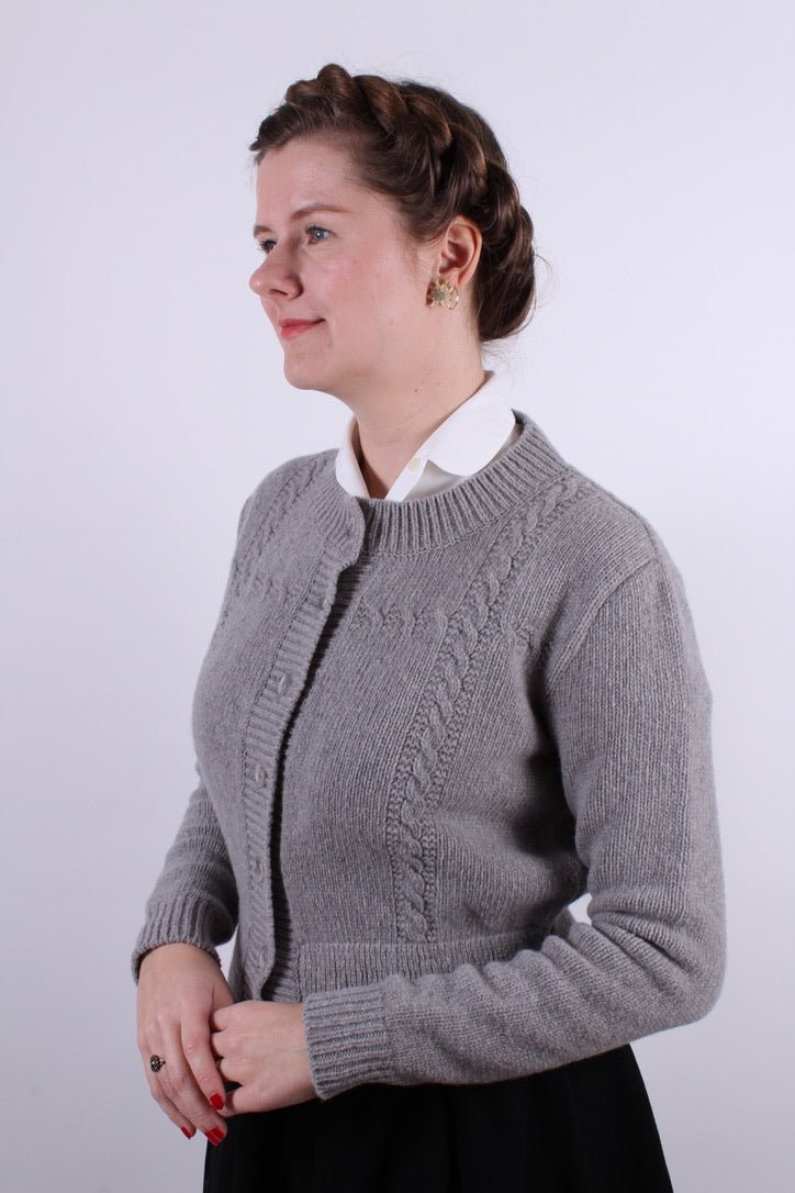 1940s vintage style cardigan - Light grey - Vera