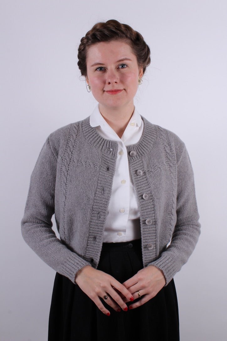 1940s vintage style cardigan - Light grey - Vera