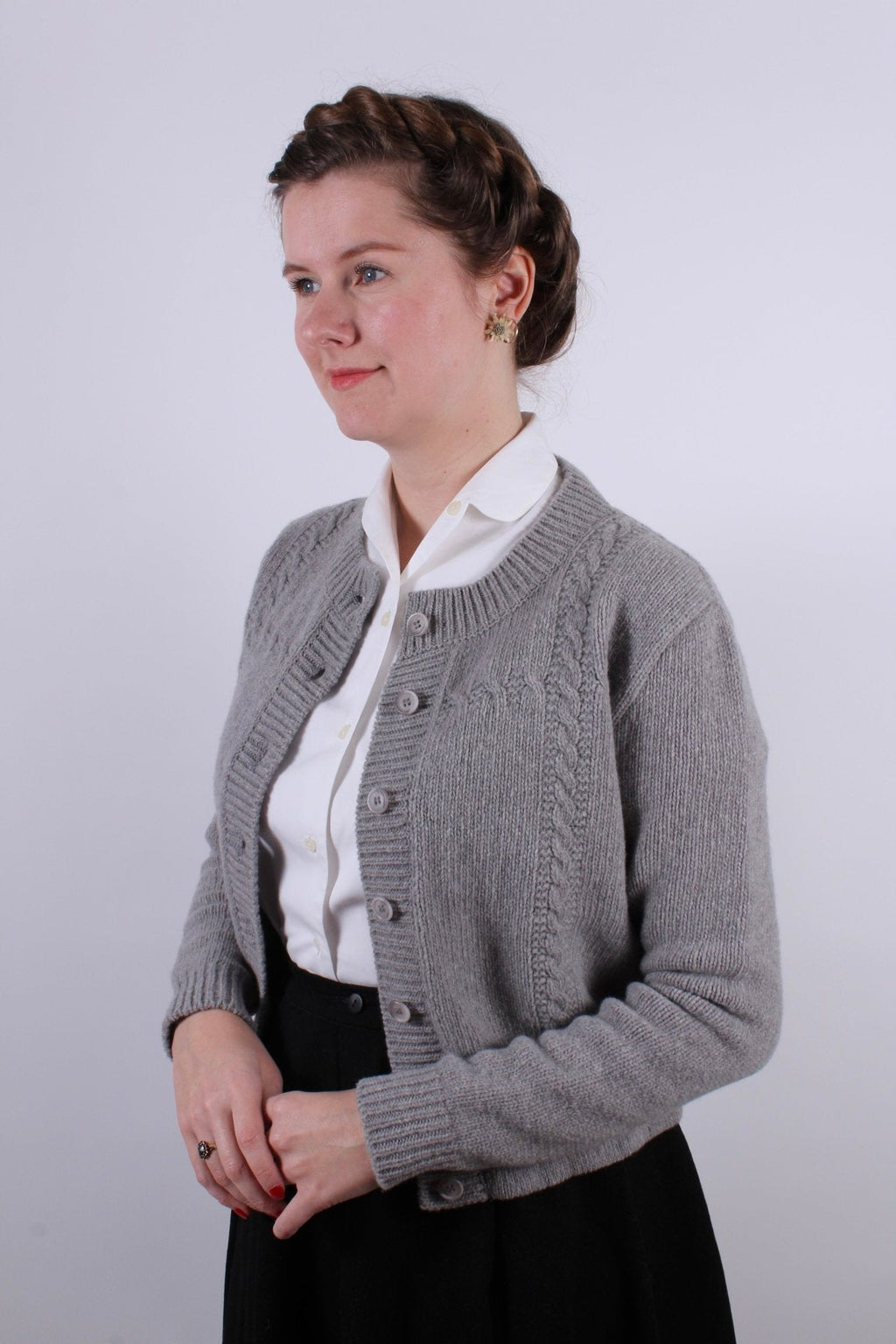 1940s vintage style cardigan - Light grey - Vera