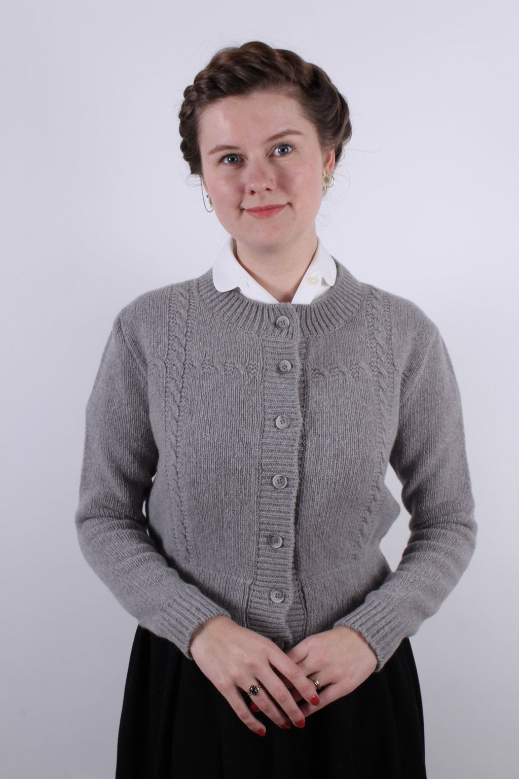 1940s vintage style cardigan - Light grey - Vera