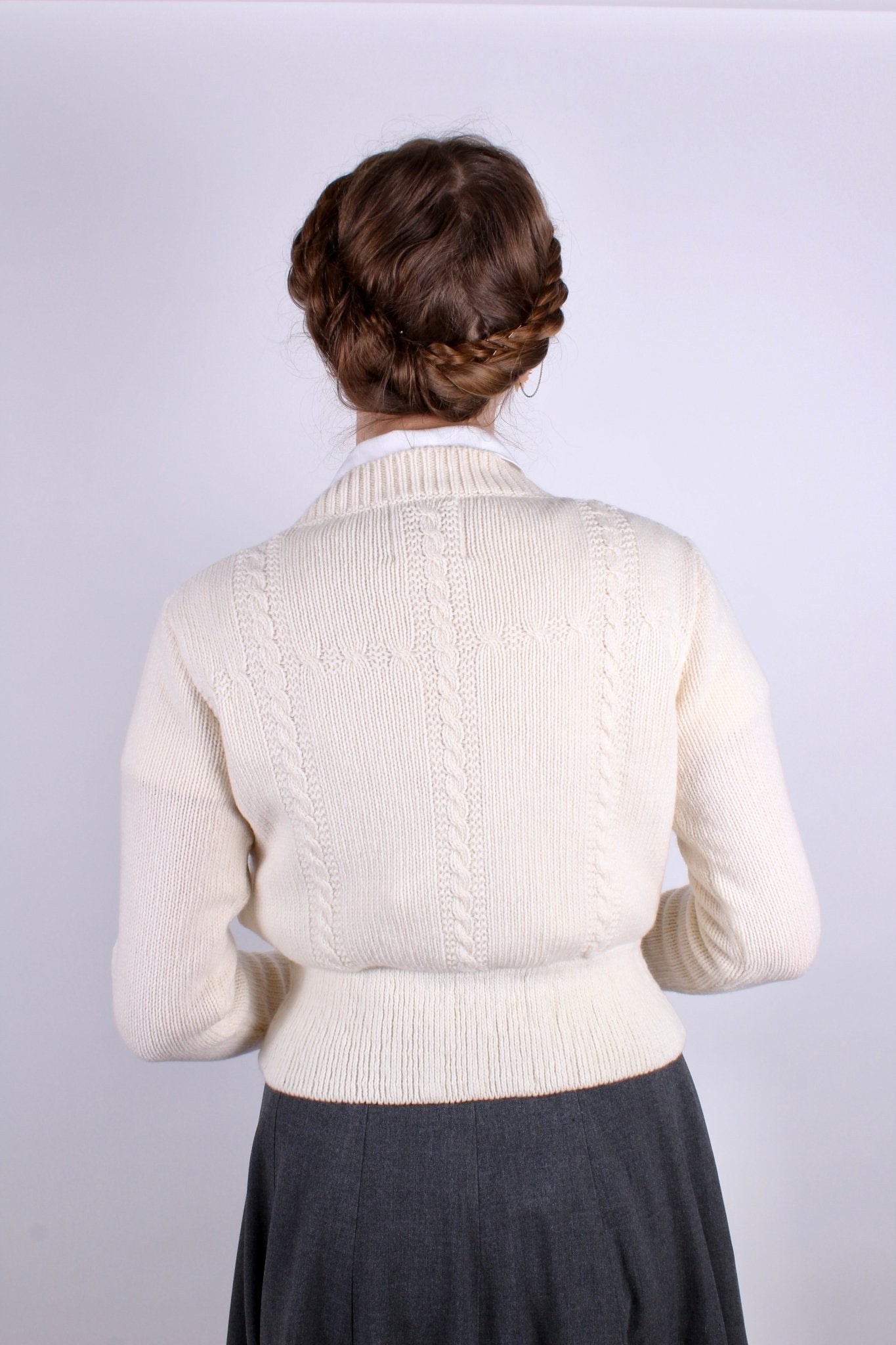 1940s vintage style cardigan - Off-White - Vera