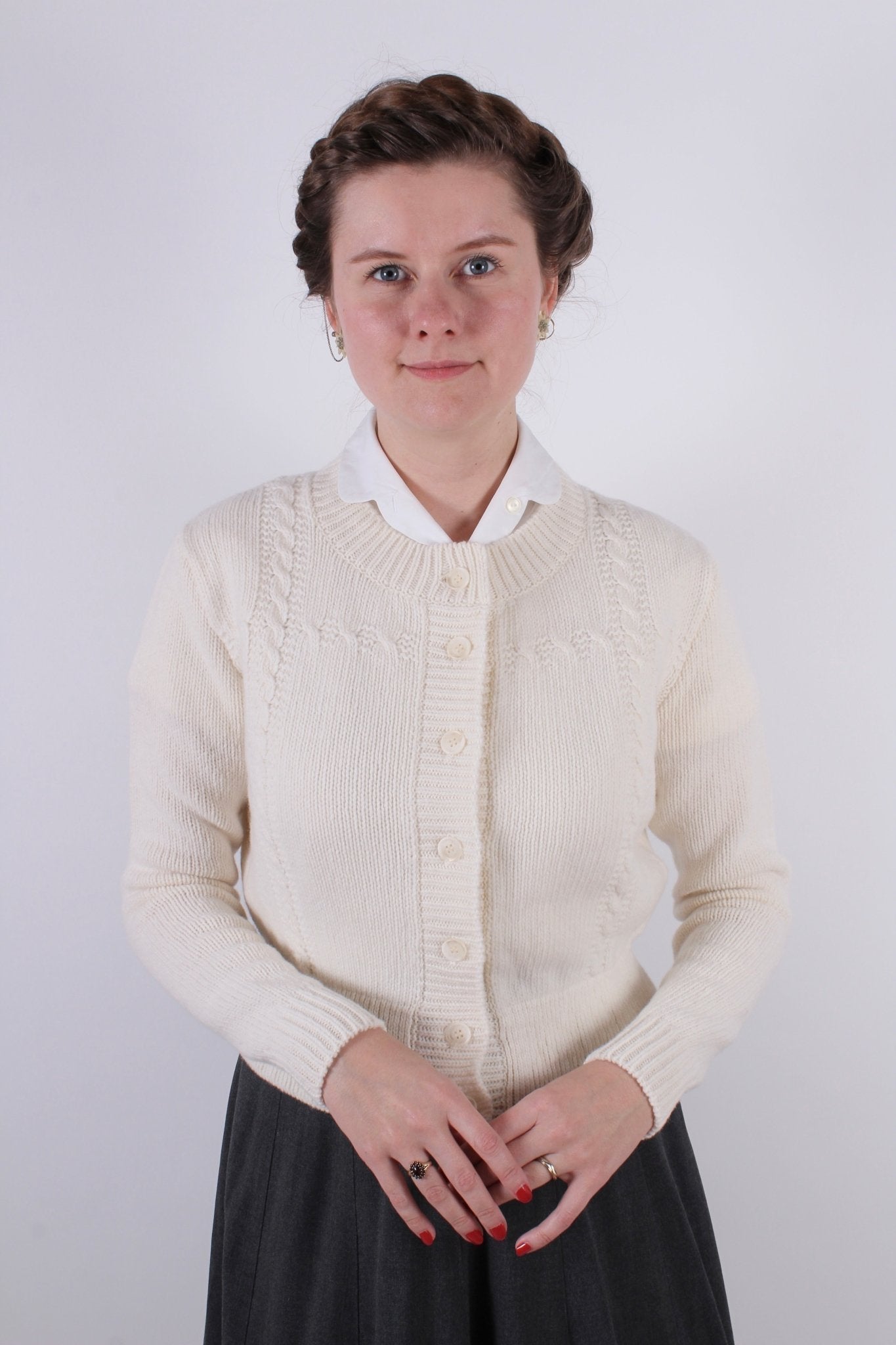 1940s vintage style cardigan - Off-White - Vera