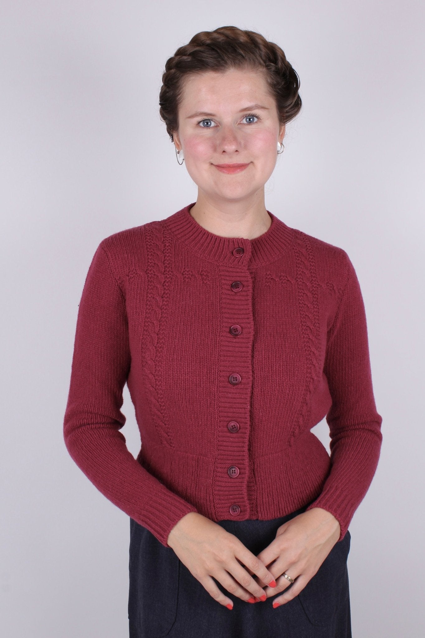 1940s vintage style cardigan - Raspberry- Vera
