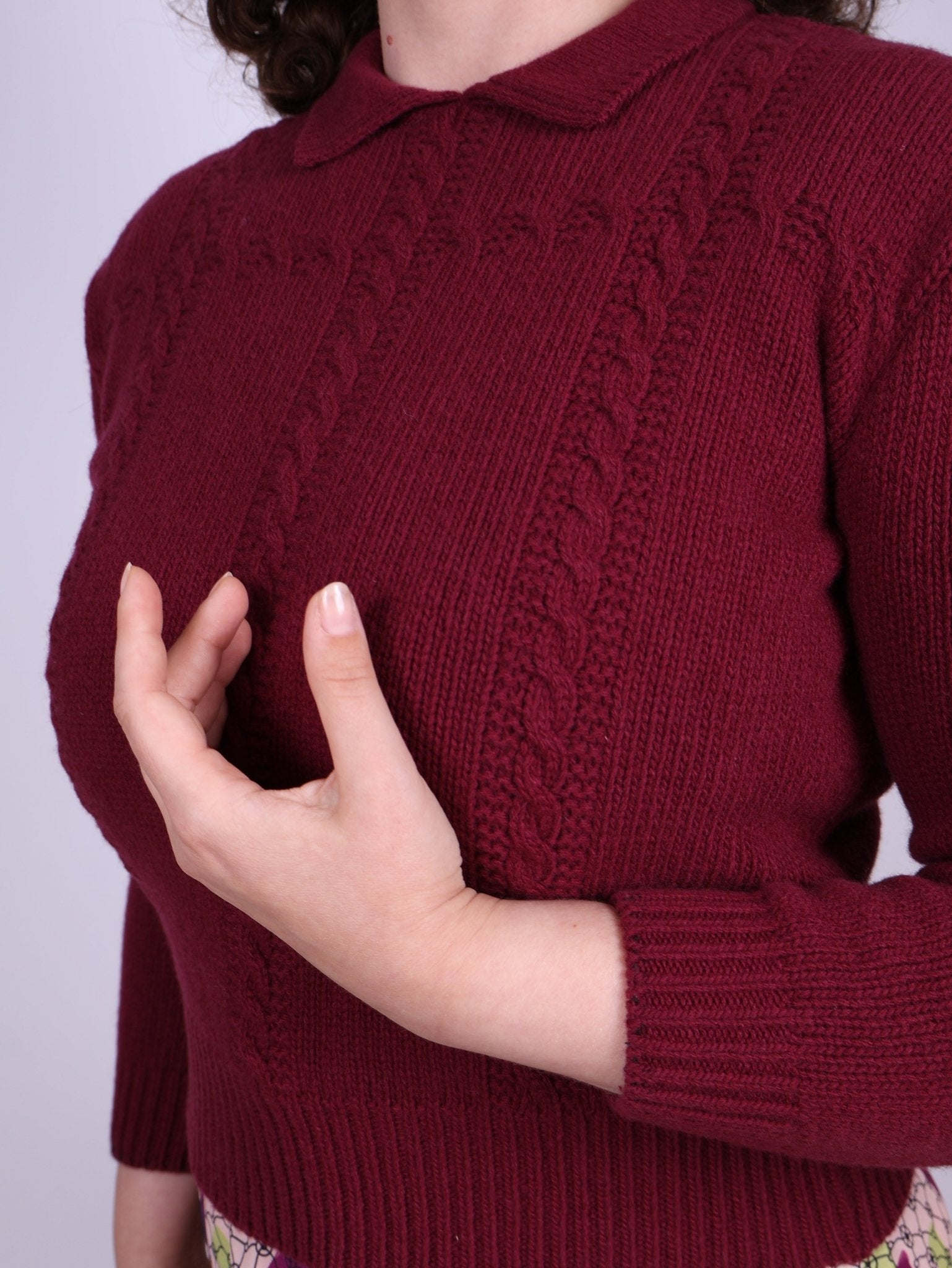 1940s vintage style pullover - Burgundy - Gertrud