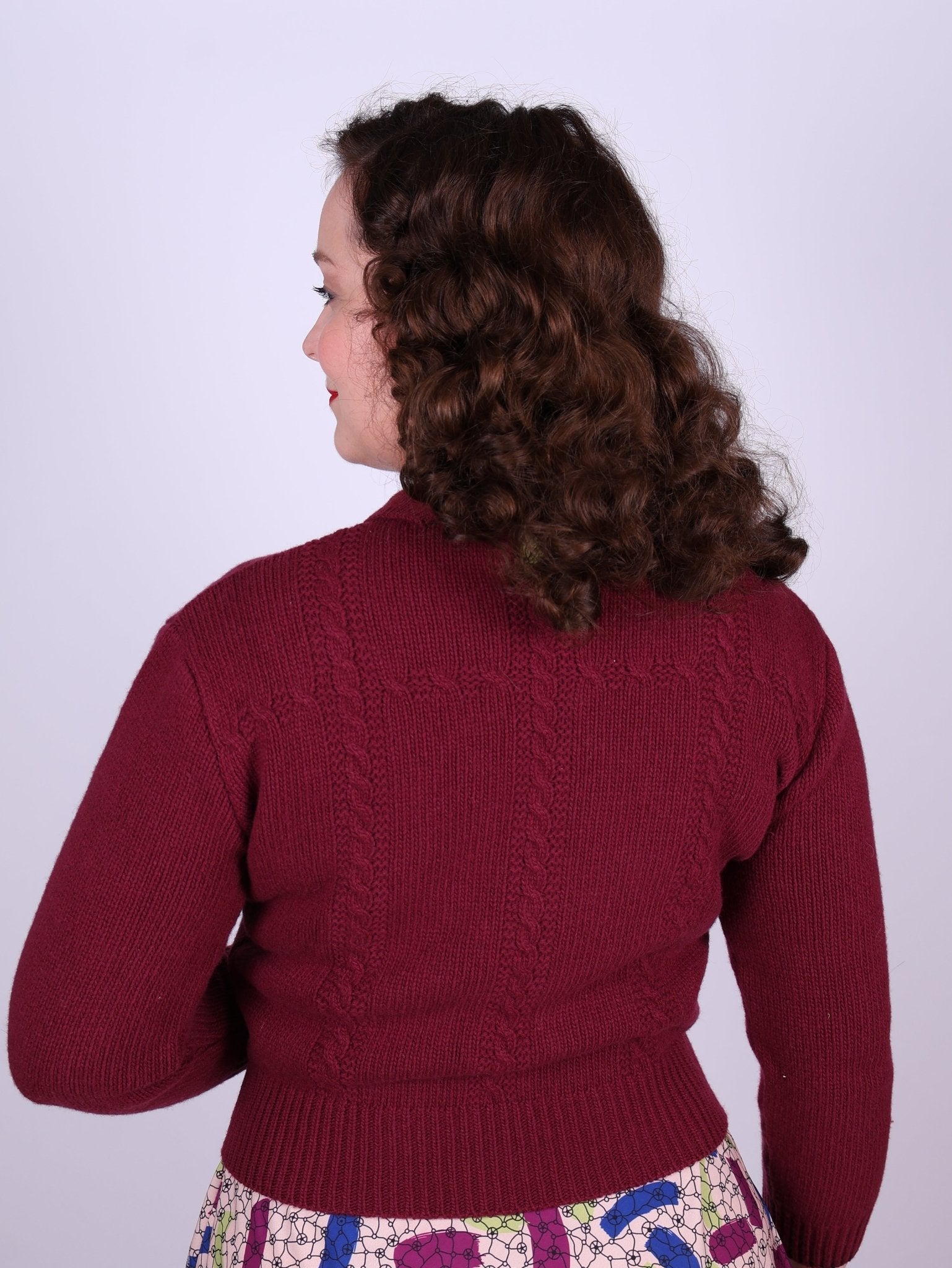 1940s vintage style pullover - Burgundy - Gertrud
