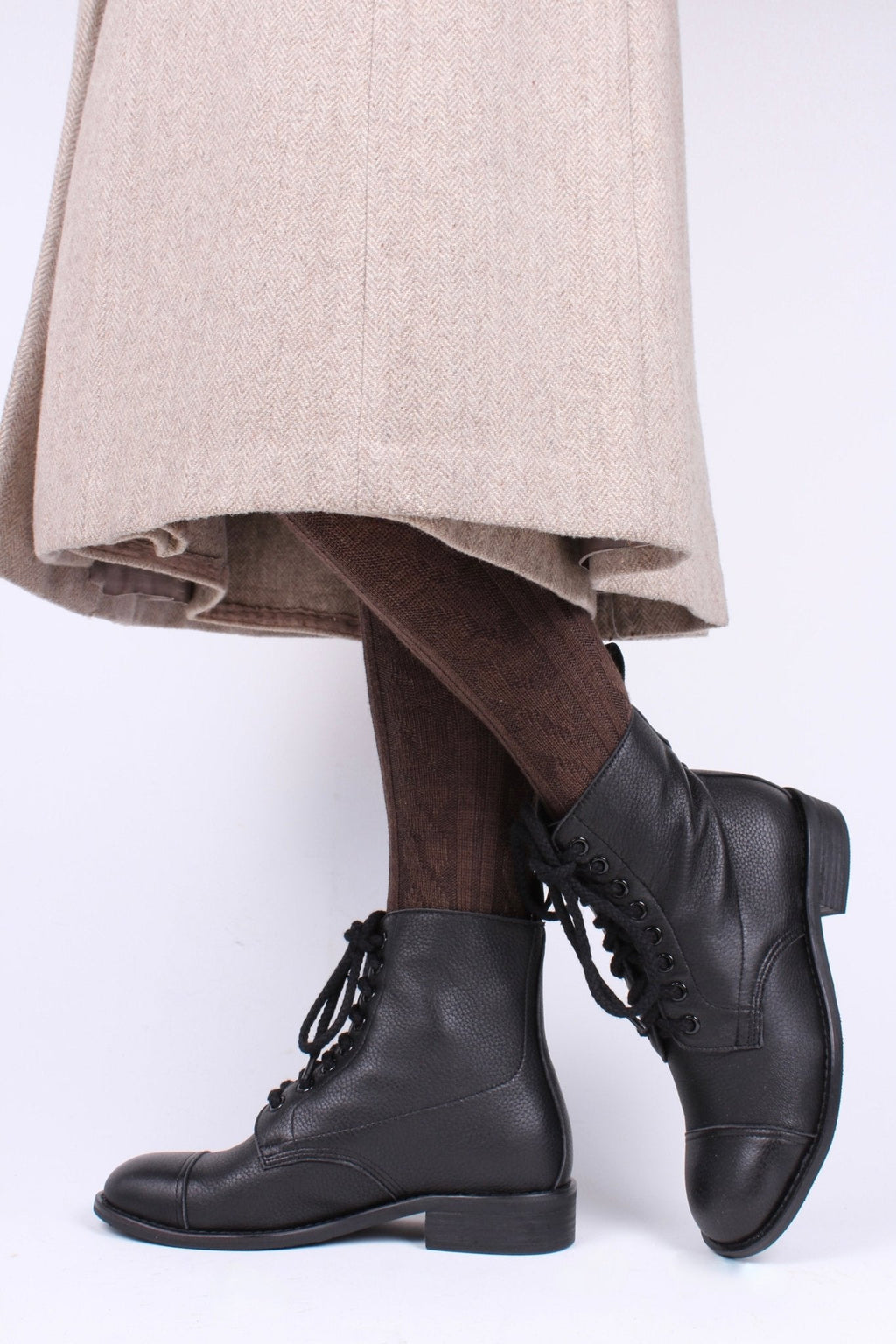 1940s Women's Military Boots - Black - Robbie