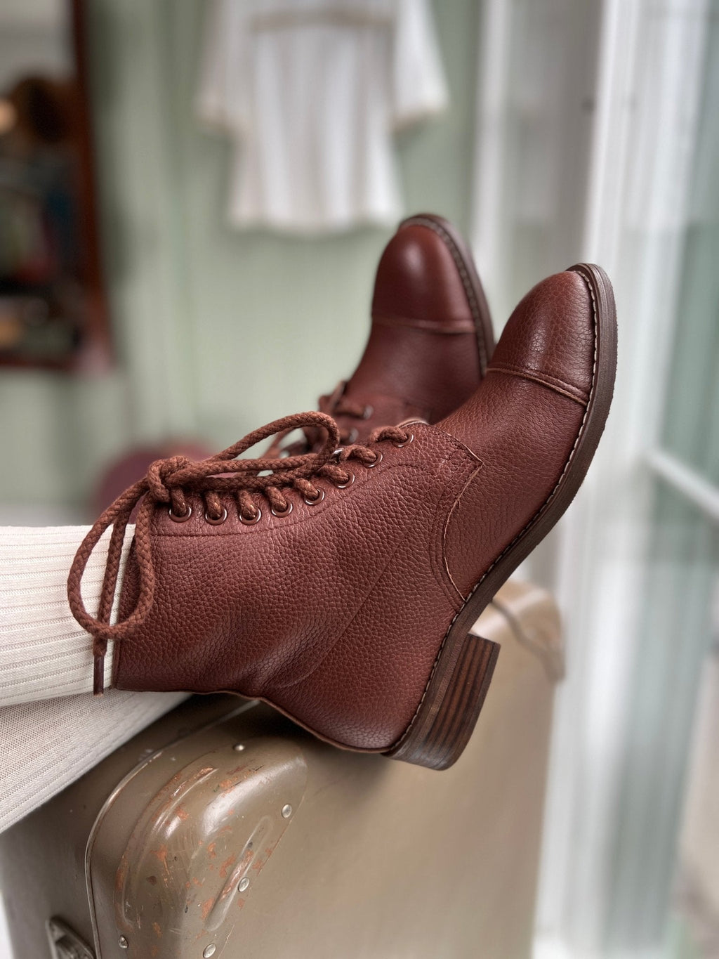 1940s Women's Military Boots - Brown - Robbie