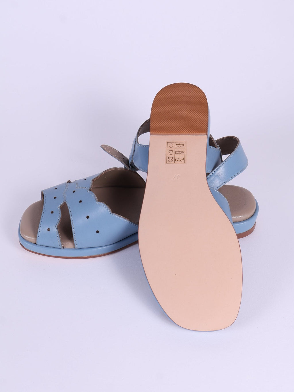 1950s sandals with claud-shaped pattern - Blue pastel- Joy