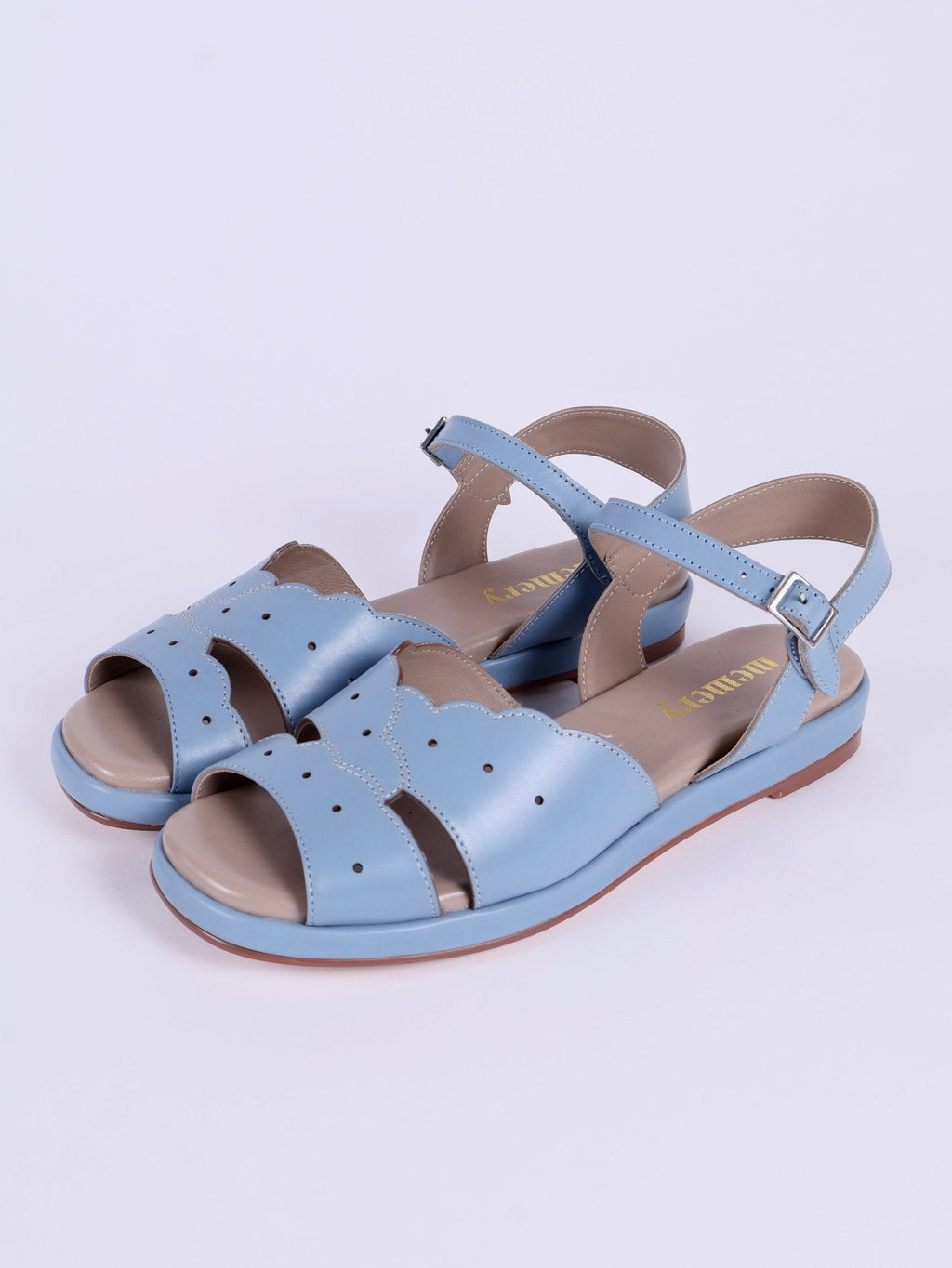 1950s sandals with claud-shaped pattern - Blue pastel- Joy