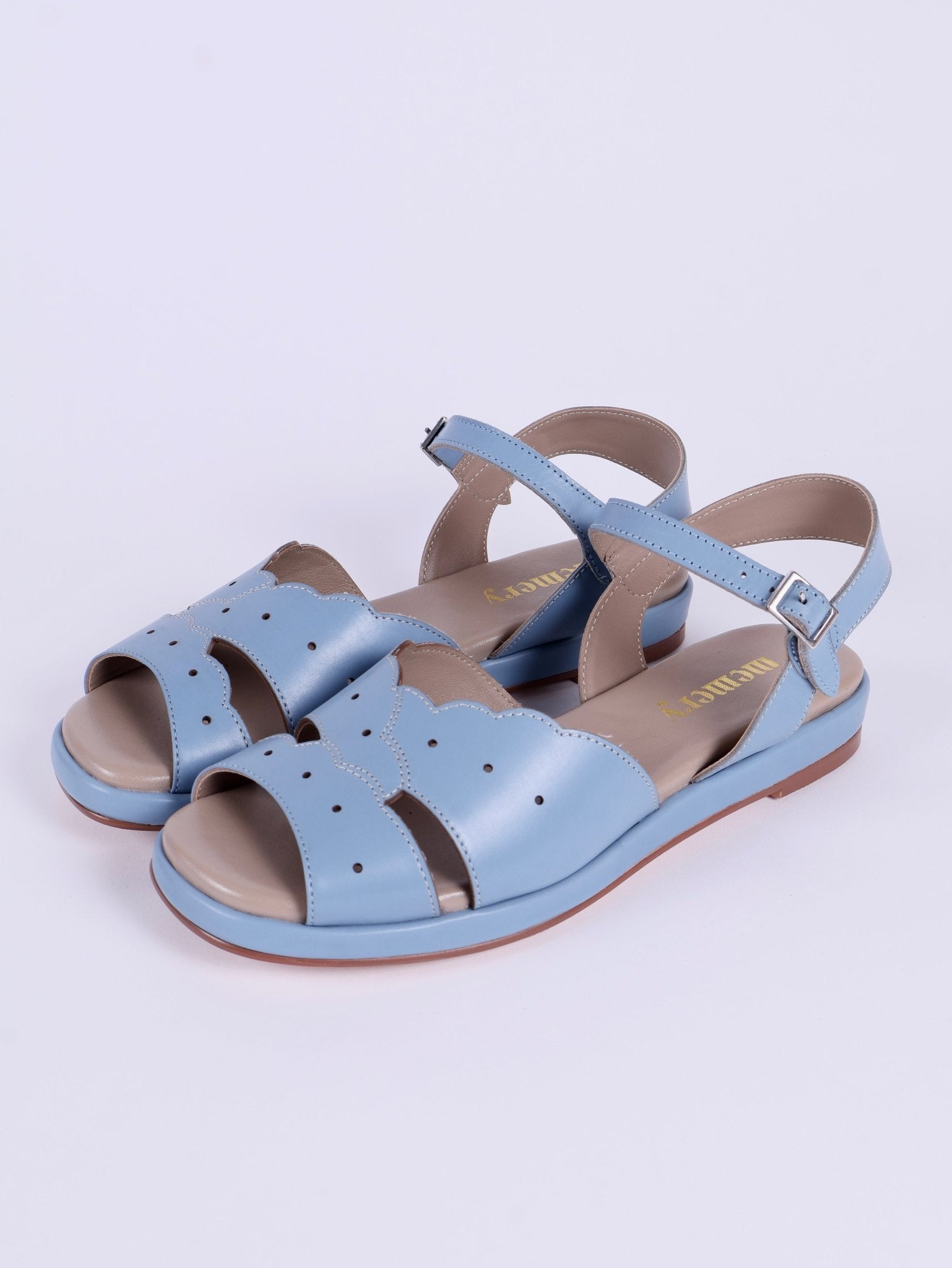 1950s sandals with claud-shaped pattern - Blue pastel- Joy