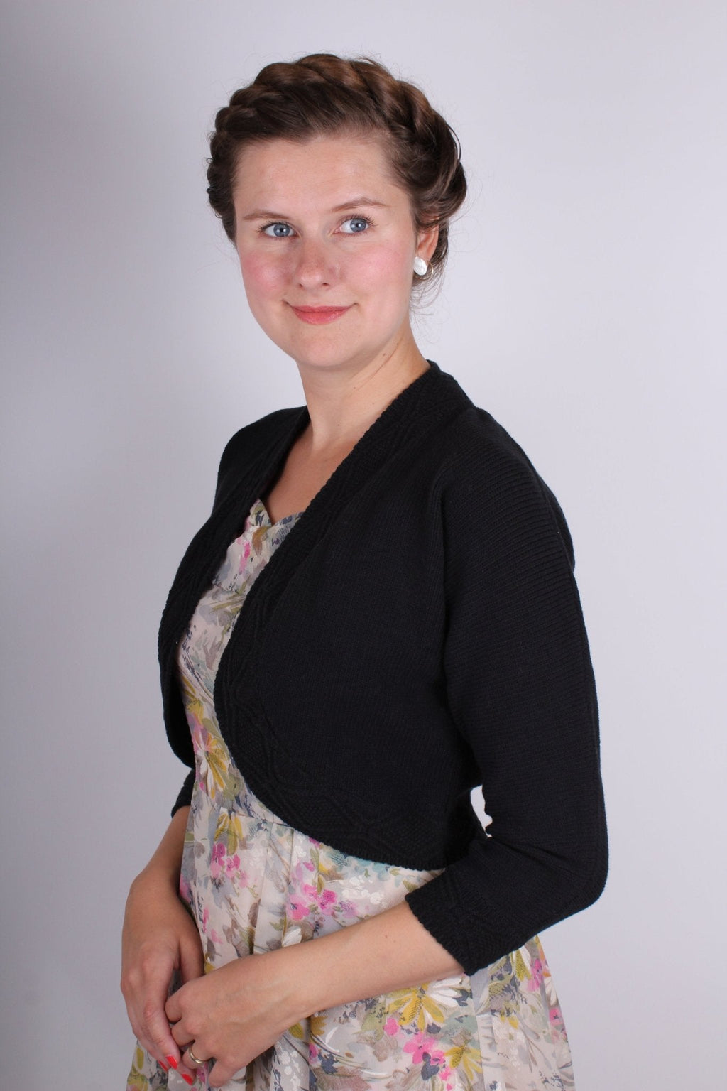 1950s vintage style bolero with pattern - Black - Carol