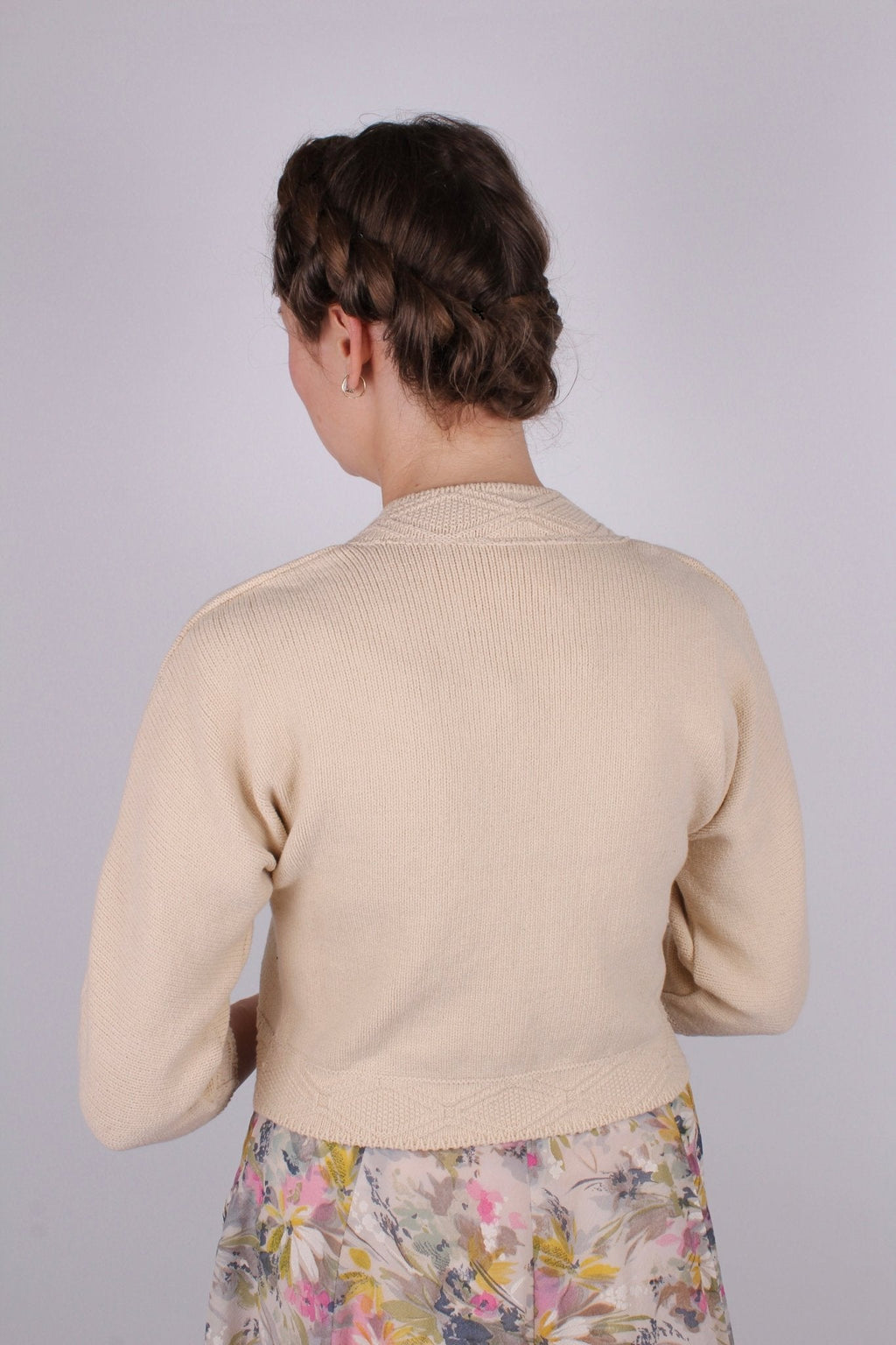 1950s vintage style bolero with pattern - Cream - Carol