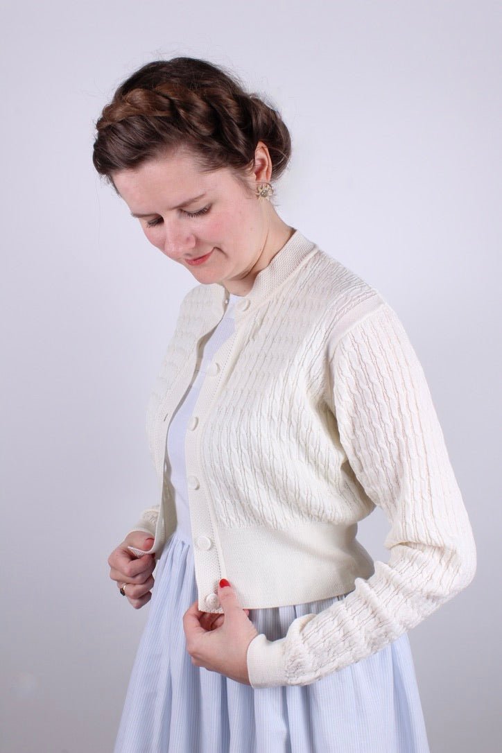 1950s vintage style cardigan - Off-white - Agnes