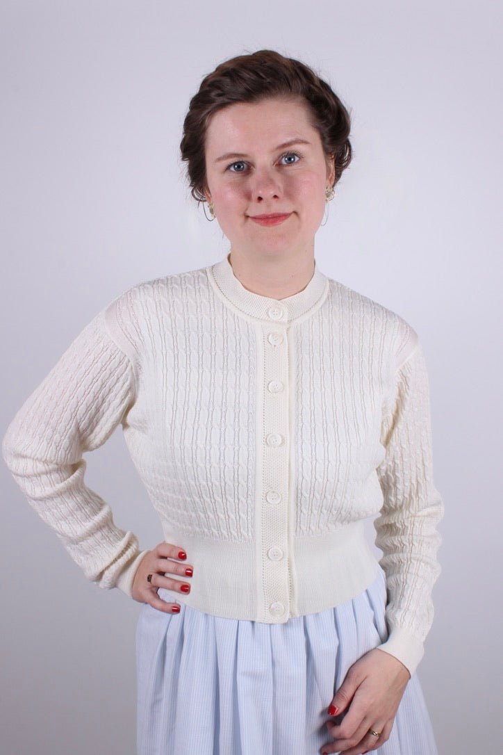 1950s vintage style cardigan - Off-white - Agnes