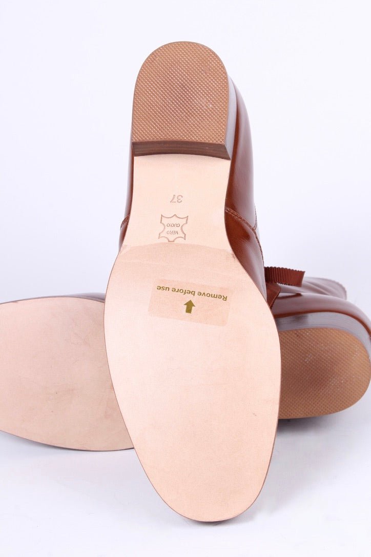 1910s / 1920s style everyday leather boot  - Brown - Britta