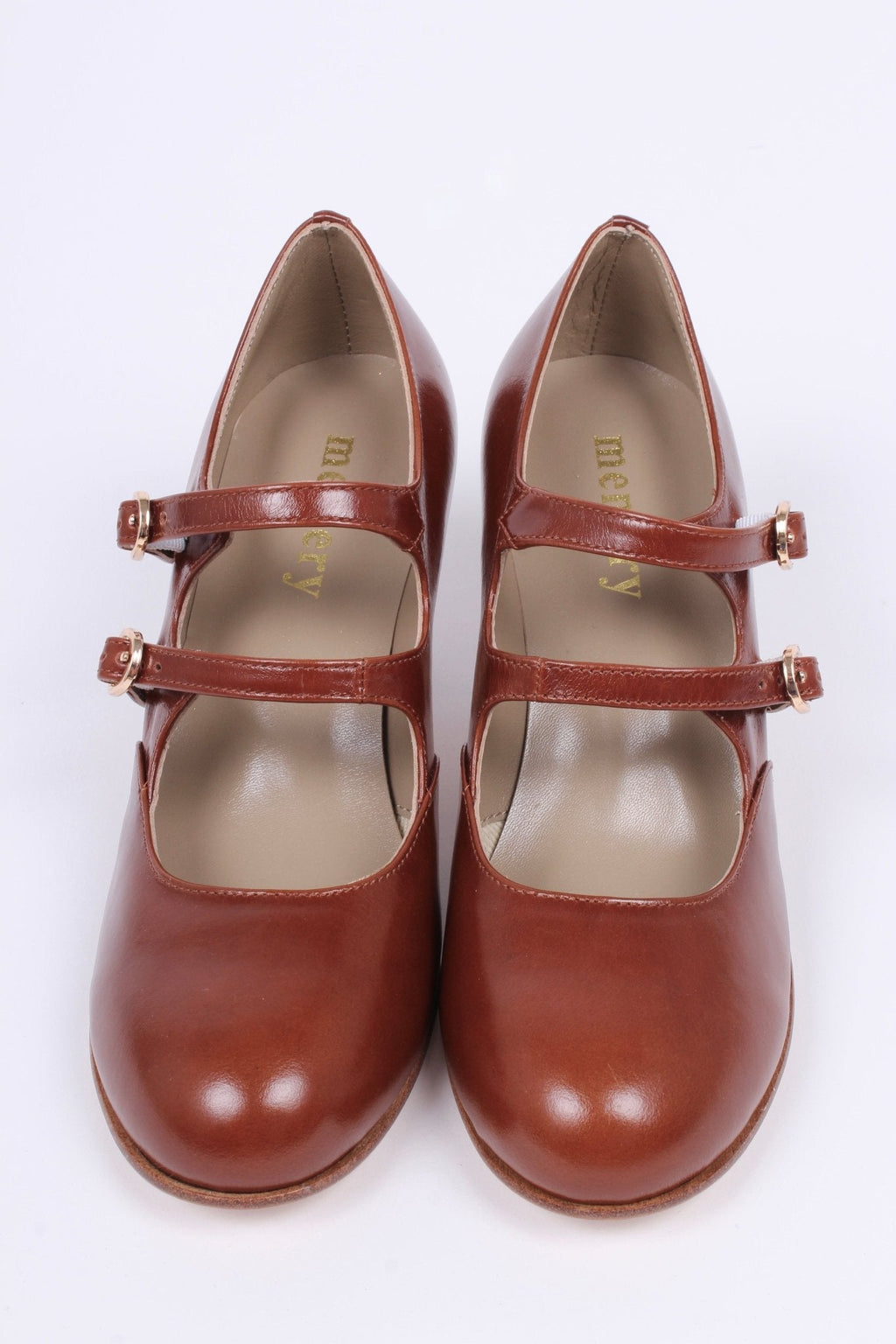 Early 30s pump with double ankle straps - Cognac brown - Judy