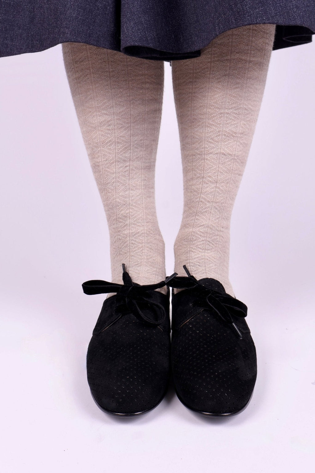 40s Derby shoes in suede - Low heel - Black -Esther