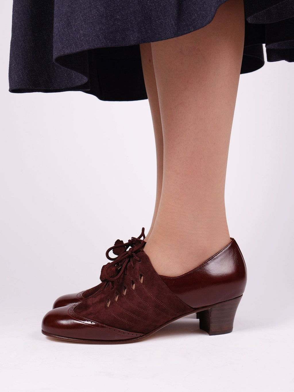 40s everyday two-tone Oxfords - Dark brown / Aubergine - Clara